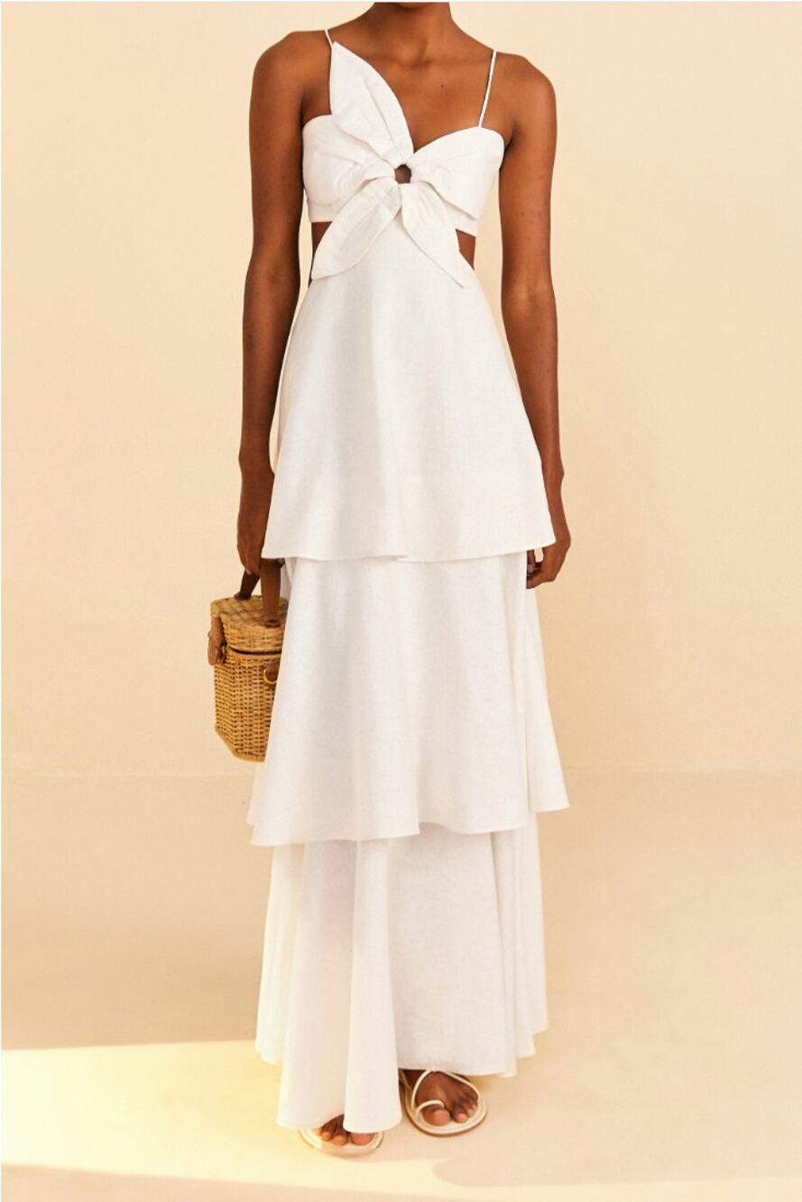 NWT Farm Rio Off-White Flower Maxi Dress. Size Large
